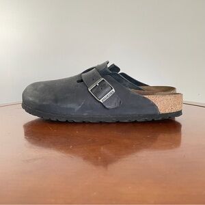 Birkenstock Boston Black Leather Mule Clog | EU 41